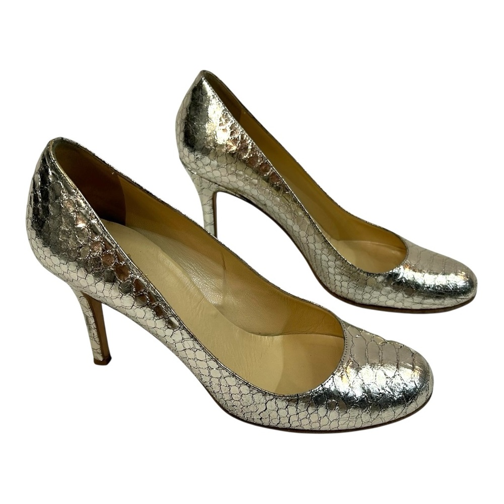 Kate Spade New York Pumps Heels Gold Leather Reptile 8 1/2 B Italy Holiday